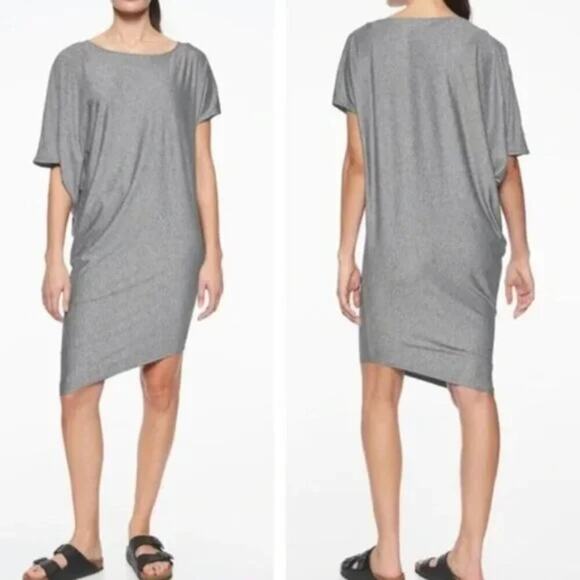 Athleta Sunlover Hilo UPF Mini Dress Heather Gray Asymmetric Size Small - Picture 1 of 13